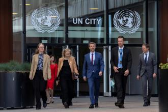From left: Minister of Environment, Lea Wermelin, Executive Director Inger Andersen, HRH the Crown Prince and Head of UN City Communications Flemming Johannesen. Credit: Thomas Frøde